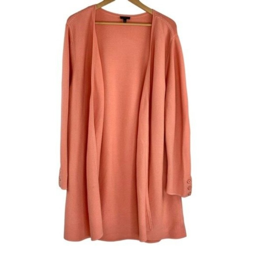 Talbots Coral Ribbed Long Ottoman Cardigan - Picture 2 of 7